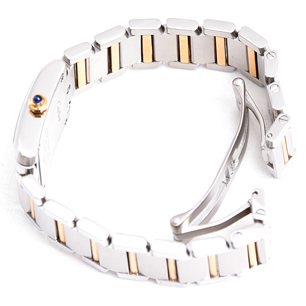 カルティエ 時計 レディース タンクフランセーズSM 電池式 ホワイト文字盤 ステンレス ゴールド Cartier W51007Q4 SS×750YG 中古