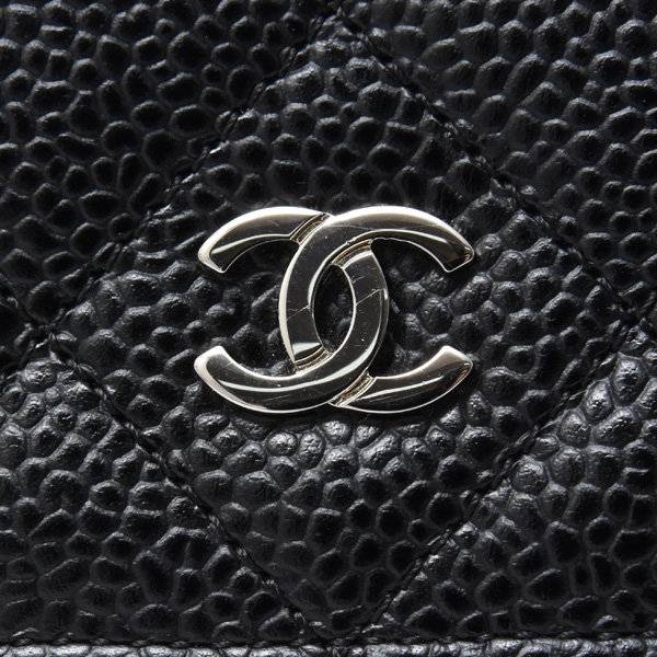シャネル バッグ レディース クラシックチェーンウォレット マトラッセ キャビアスキン ブラック CHANEL AP0250 中古