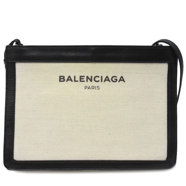 バレンシアガ バッグ レディース ネイビーポシェット ショルダーバッグ キャンバス オフホワイト系 BALENCIAGA 中古