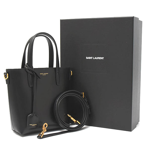 サンローラン バッグ レディース ミニ トイ ショッピング 2WAYハンドバッグ カーフ ブラック SAINT LAURENT 773995 中古