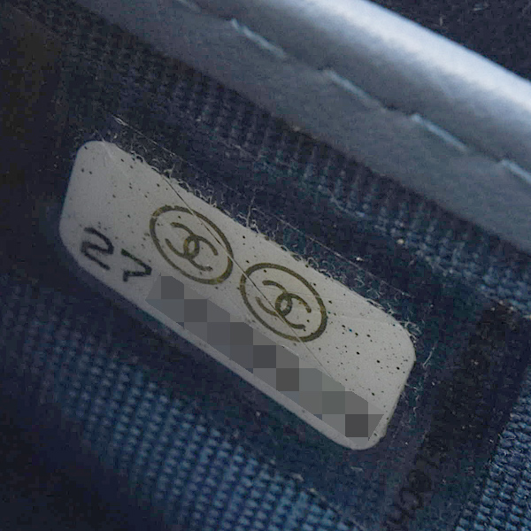 シャネル 財布 レディース カメリア チェーンハンドル ラウンドファスナー長財布 デニム ブルー CHANEL 中古