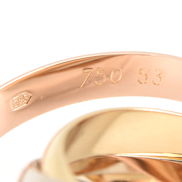 カルティエ 指輪 レディース トリニティ リング 53号 ゴールド Cartier 750YG×WG×PG 中古