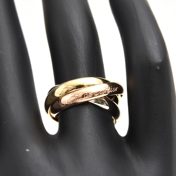 カルティエ 指輪 レディース トリニティ リング 53号 ゴールド Cartier 750YG×WG×PG 中古