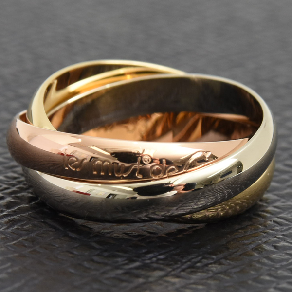 カルティエ 指輪 レディース トリニティ リング 53号 ゴールド Cartier 750YG×WG×PG 中古