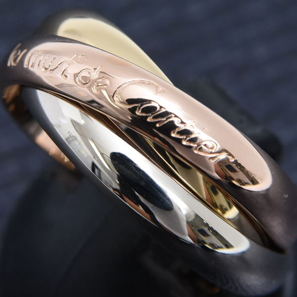 カルティエ 指輪 レディース トリニティ リング 53号 ゴールド Cartier 750YG×WG×PG 中古