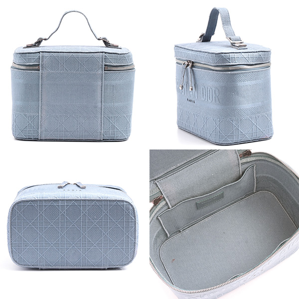 クリスチャンディオール バッグ レディース カナージュ エンブロイダリー バニティバッグ ブルー系 キャンバス Christian Dior 中古