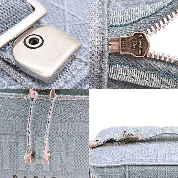 クリスチャンディオール バッグ レディース カナージュ エンブロイダリー バニティバッグ ブルー系 キャンバス Christian Dior 中古