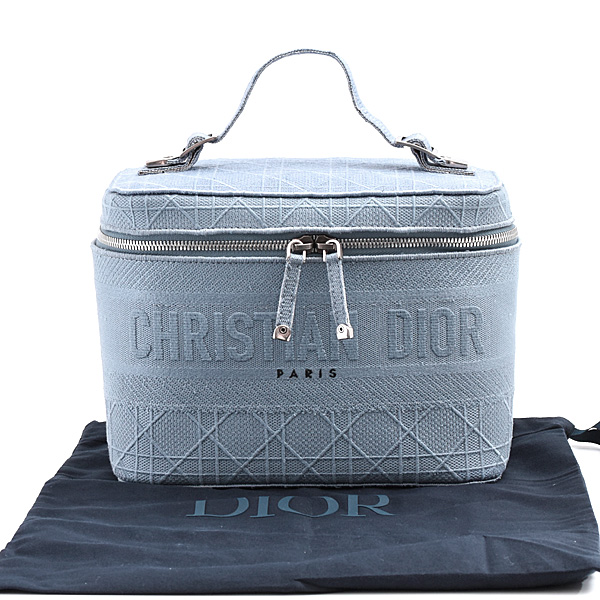 クリスチャンディオール バッグ レディース カナージュ エンブロイダリー バニティバッグ ブルー系 キャンバス Christian Dior 中古