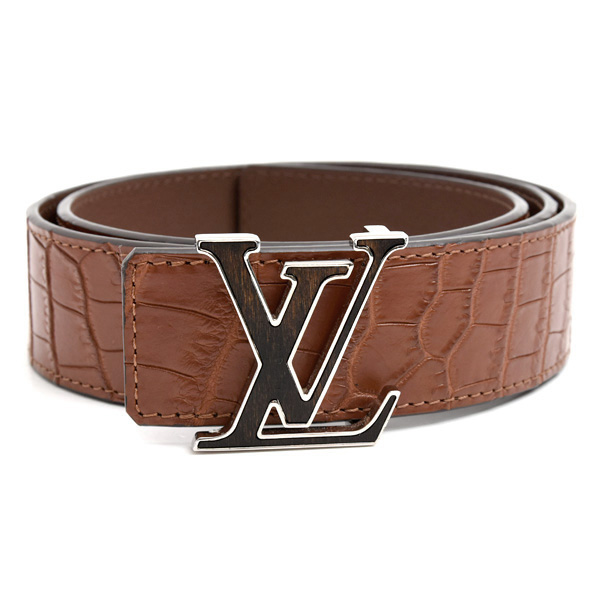ルイヴィトン ベルト メンズ マイLVベルト アリゲーター 36mm リバーシブル ウッドバックル ブラウン Louis Vuitton N10010 中古