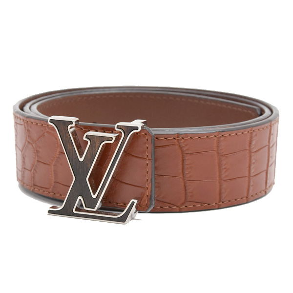 ルイヴィトン ベルト メンズ マイLVベルト アリゲーター 36mm リバーシブル ウッドバックル ブラウン Louis Vuitton N10010 中古