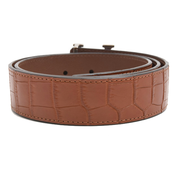 ルイヴィトン ベルト メンズ マイLVベルト アリゲーター 36mm リバーシブル ウッドバックル ブラウン Louis Vuitton N10010 中古