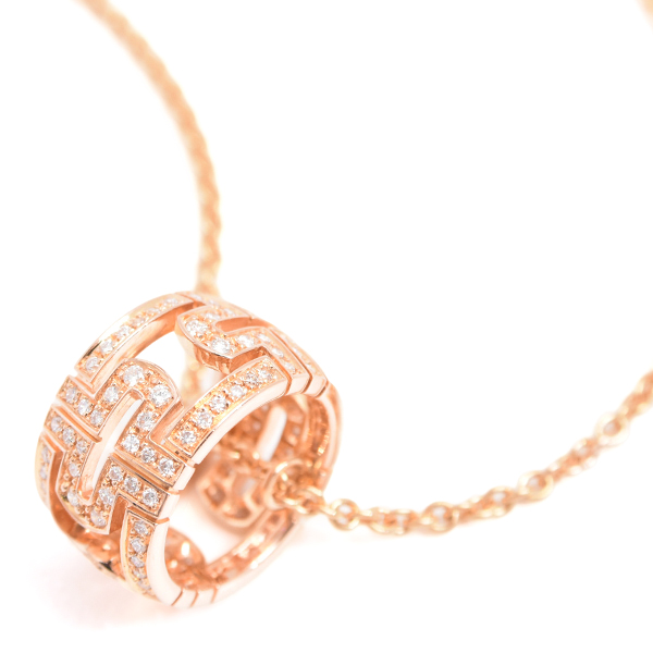 ブルガリ ネックレス レディース パレンテシ フルダイヤ ネックレス ピンクゴールド BVLGARI 750PG 中古