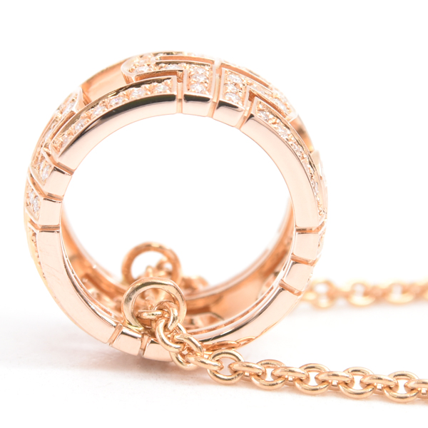 ブルガリ ネックレス レディース パレンテシ フルダイヤ ネックレス ピンクゴールド BVLGARI 750PG 中古