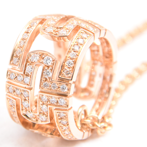 ブルガリ ネックレス レディース パレンテシ フルダイヤ ネックレス ピンクゴールド BVLGARI 750PG 中古
