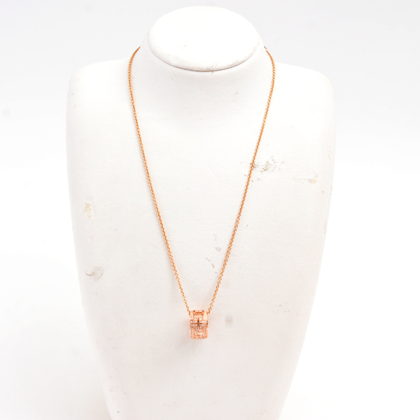 ブルガリ ネックレス レディース パレンテシ フルダイヤ ネックレス ピンクゴールド BVLGARI 750PG 中古