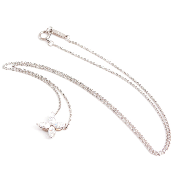 ティファニー ネックレス レディース ビクトリア ミディアム ダイヤモンド ネックレス プラチナ TIFFANY PT950 中古