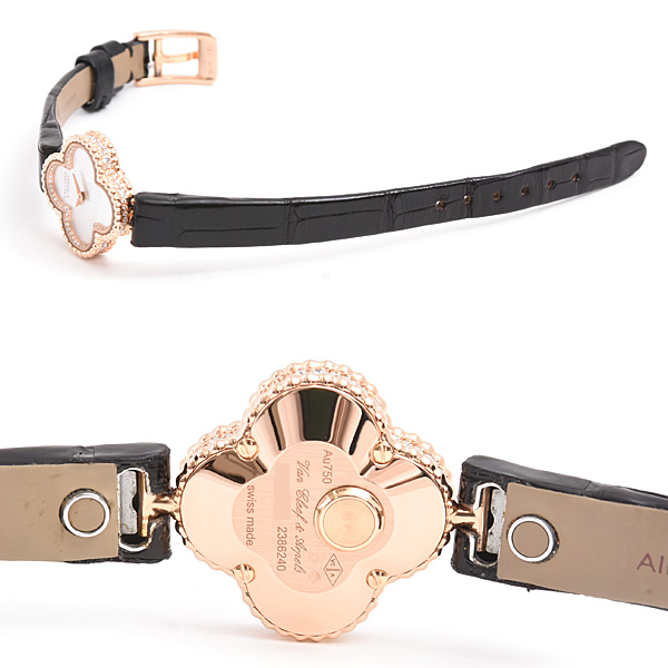 ヴァンクリーフ&アーペル 時計 レディース スウィートアルハンブラ ダイヤモンド 電池式 シェル文字盤 750PG Van Cleef & Arpels 2386240 中古