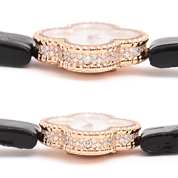 ヴァンクリーフ&アーペル 時計 レディース スウィートアルハンブラ ダイヤモンド 電池式 シェル文字盤 750PG Van Cleef & Arpels 2386240 中古