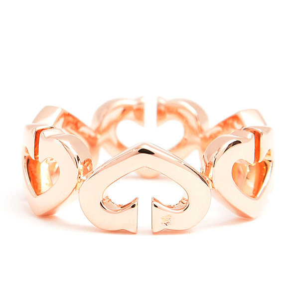 カルティエ 指輪 レディース Cハート ダイヤ リング 51号 実寸11号 ピンクゴールド 750PG Cartier 中古