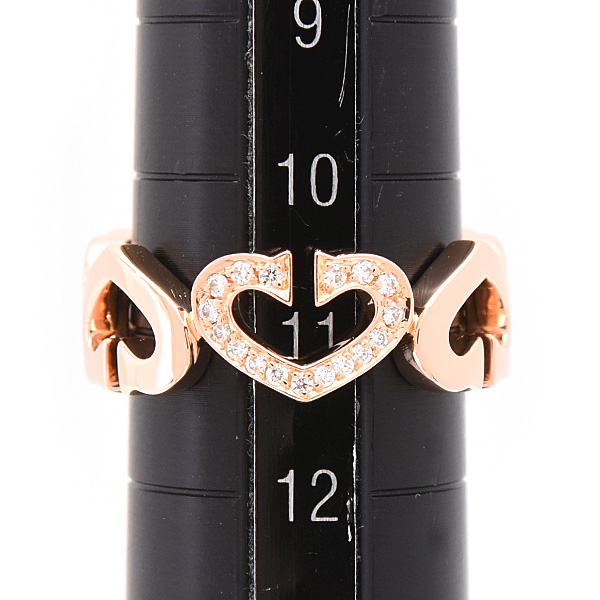 カルティエ 指輪 レディース Cハート ダイヤ リング 51号 実寸11号 ピンクゴールド 750PG Cartier 中古