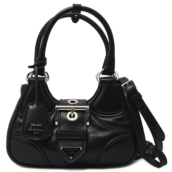 プラダ バッグ レディース ムーン パデッドナッパレザー バッグ 2WAY ショルダーバッグ ラムレザー ブラック PRADA 1BA381 中古
