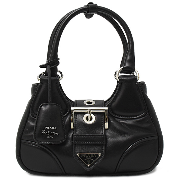 プラダ バッグ レディース ムーン パデッドナッパレザー バッグ 2WAY ショルダーバッグ ラムレザー ブラック PRADA 1BA381 中古