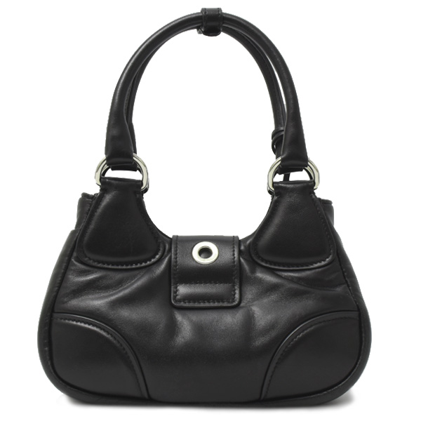 プラダ バッグ レディース ムーン パデッドナッパレザー バッグ 2WAY ショルダーバッグ ラムレザー ブラック PRADA 1BA381 中古