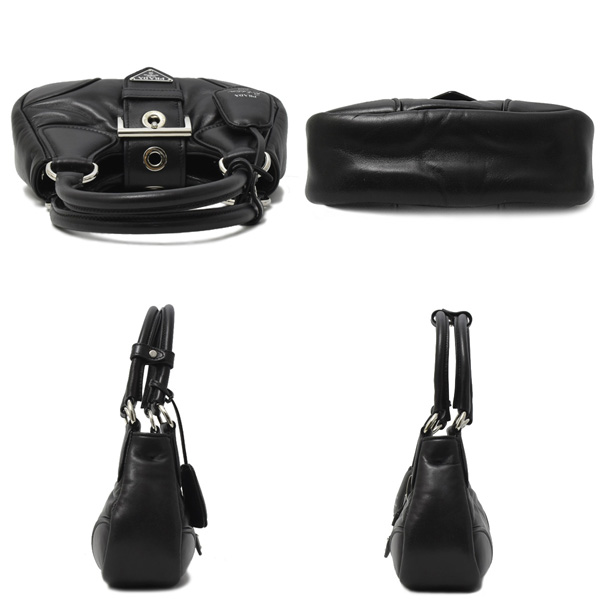 プラダ バッグ レディース ムーン パデッドナッパレザー バッグ 2WAY ショルダーバッグ ラムレザー ブラック PRADA 1BA381 中古