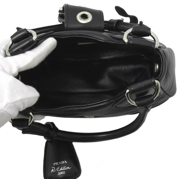 プラダ バッグ レディース ムーン パデッドナッパレザー バッグ 2WAY ショルダーバッグ ラムレザー ブラック PRADA 1BA381 中古