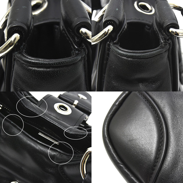 プラダ バッグ レディース ムーン パデッドナッパレザー バッグ 2WAY ショルダーバッグ ラムレザー ブラック PRADA 1BA381 中古