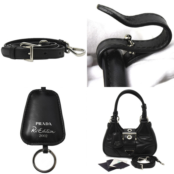 プラダ バッグ レディース ムーン パデッドナッパレザー バッグ 2WAY ショルダーバッグ ラムレザー ブラック PRADA 1BA381 中古