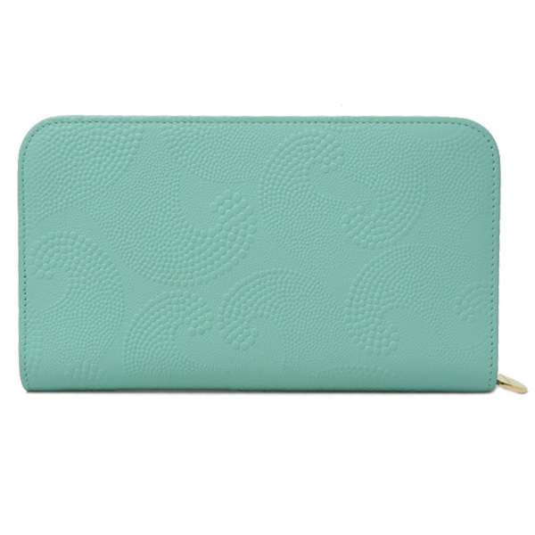 ティファニー 財布 レディース エンボスドット&ウェーブ ラウンドファスナー長財布 カーフ ティファニーブルー TIFFANY 中古