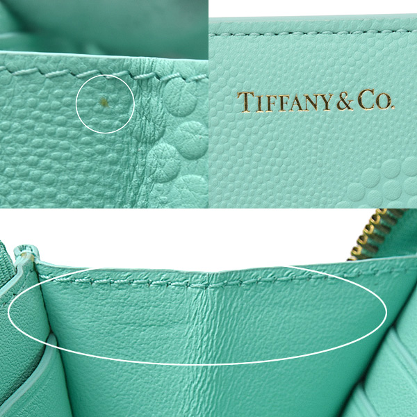 ティファニー 財布 レディース エンボスドット&ウェーブ ラウンドファスナー長財布 カーフ ティファニーブルー TIFFANY 中古