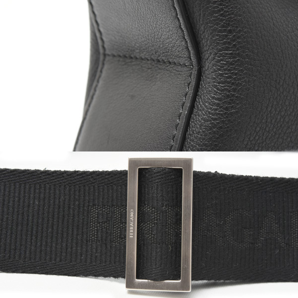 フェラガモ バッグ レディース メンズ ミニ ショルダーバッグ レザー ブラック FERRAGAMO 241681 中古