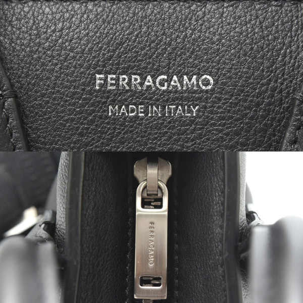 フェラガモ バッグ レディース メンズ ミニ ショルダーバッグ レザー ブラック FERRAGAMO 241681 中古