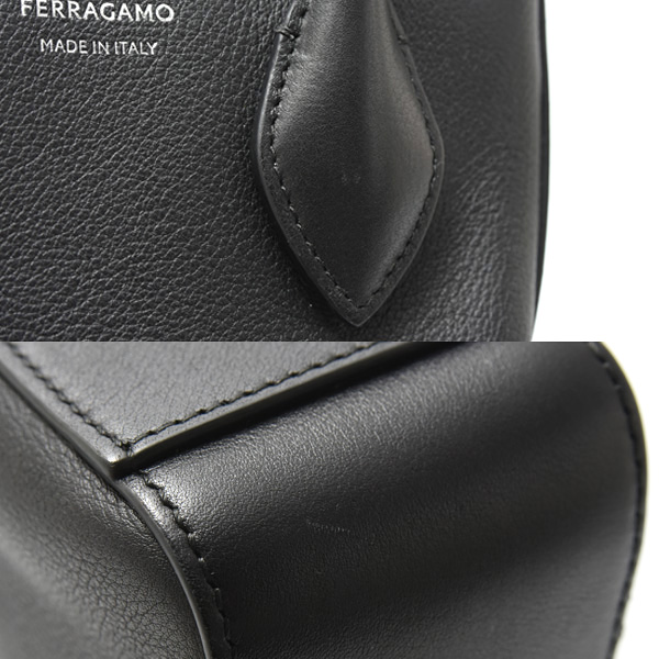 フェラガモ バッグ レディース メンズ ミニ ショルダーバッグ レザー ブラック FERRAGAMO 241681 中古