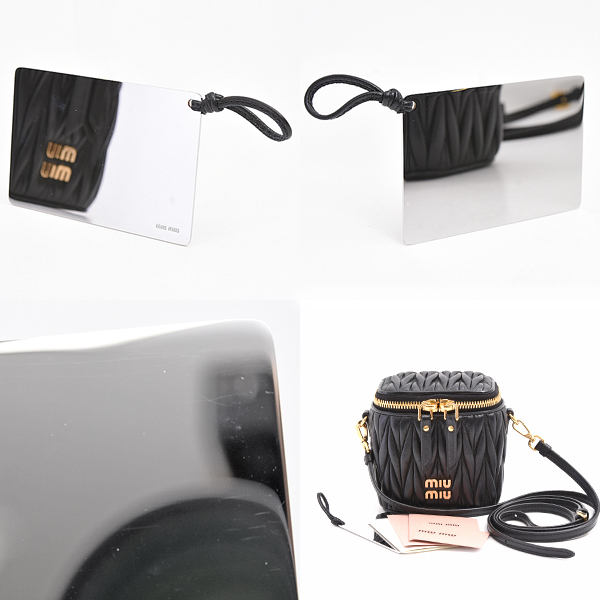 ミュウミュウ バッグ レディース マテラッセ マイクロバッグ ショルダー ラムレザー ブラック 斜め掛け 肩掛け ポーチ MIUMIU 5NR018 中古