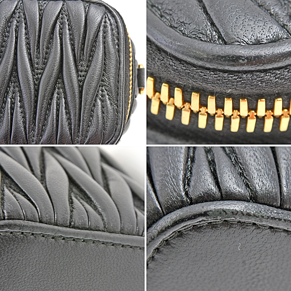 ミュウミュウ バッグ レディース マテラッセ マイクロバッグ ショルダー ラムレザー ブラック 斜め掛け 肩掛け ポーチ MIUMIU 5NR018 中古