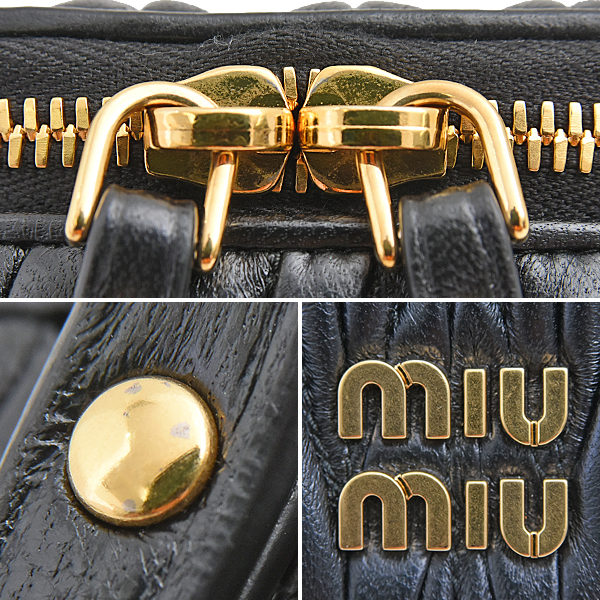 ミュウミュウ バッグ レディース マテラッセ マイクロバッグ ショルダー ラムレザー ブラック 斜め掛け 肩掛け ポーチ MIUMIU 5NR018 中古