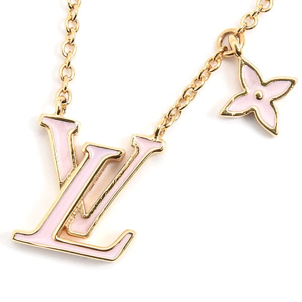 ルイヴィトン ネックレス レディース LV アイコニック エナメル ピンク フラワーチャーム M01215 Louis Vuitton 中古