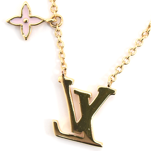 ルイヴィトン ネックレス レディース LV アイコニック エナメル ピンク フラワーチャーム M01215 Louis Vuitton 中古