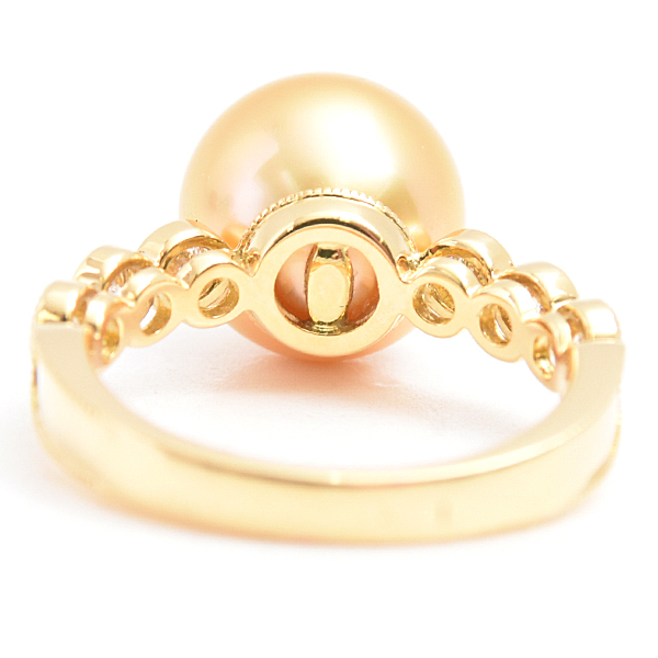 ミキモト 指輪 レディース ゴールデンパール×ダイヤ リング 10.7mm 0.46ct 11.5号 ゴールド MIKIMOTO K18 中古