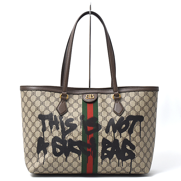 バレンシアガ バッグ レディース グッチ コラボ ザ ハッカー プロジェクトミディアム トートバッグ PVC BALENCIAGA GUCCI 中古