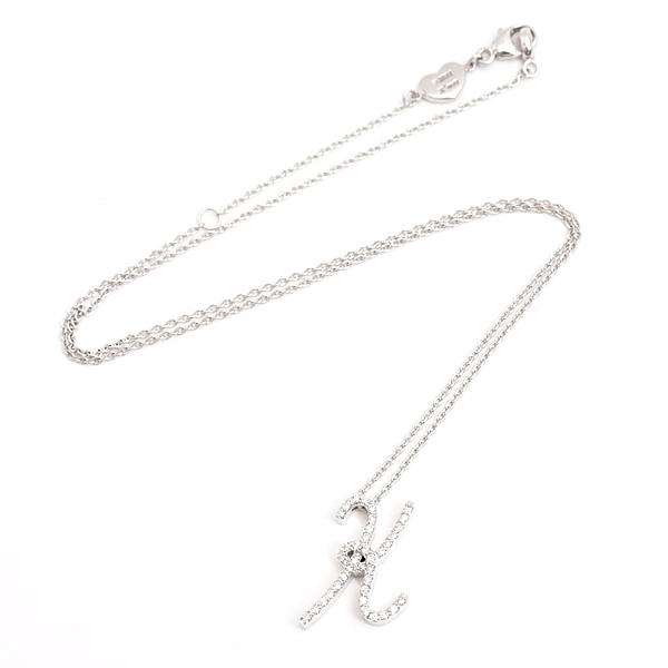 ポンテヴェキオ ネックレス レディース ダイヤモンド イニシャルK 2001年クリスマス ホワイトゴールド D0.19ct Ponte Vecchio 750WG 中古
