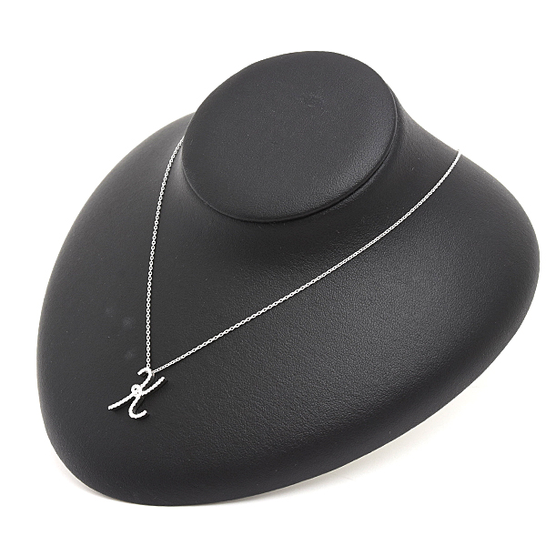 ポンテヴェキオ ネックレス レディース ダイヤモンド イニシャルK 2001年クリスマス ホワイトゴールド D0.19ct Ponte Vecchio 750WG 中古