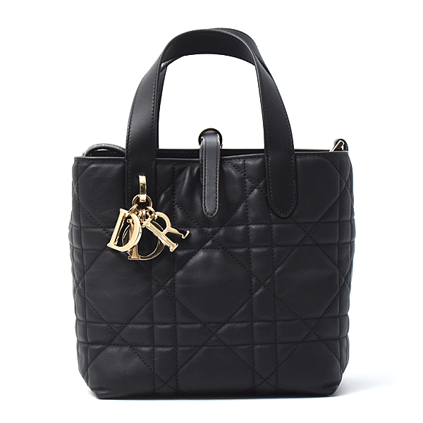 クリスチャンディオール バッグ レディース トゥジュール バーティカル スモール トートバッグ 2WAY カーフ ブラック Christian Dior M2835OSNW 中古