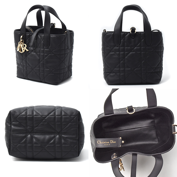 クリスチャンディオール バッグ レディース トゥジュール バーティカル スモール トートバッグ 2WAY カーフ ブラック Christian Dior M2835OSNW 中古