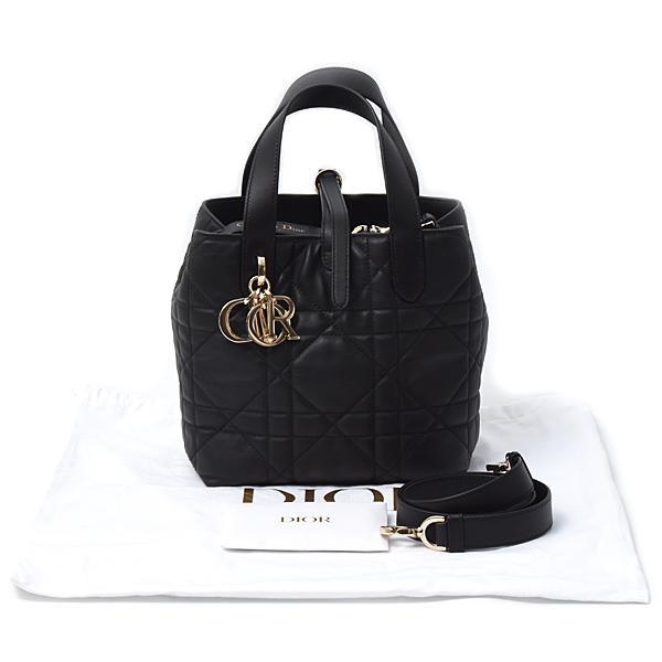 クリスチャンディオール バッグ レディース トゥジュール バーティカル スモール トートバッグ 2WAY カーフ ブラック Christian Dior M2835OSNW 中古