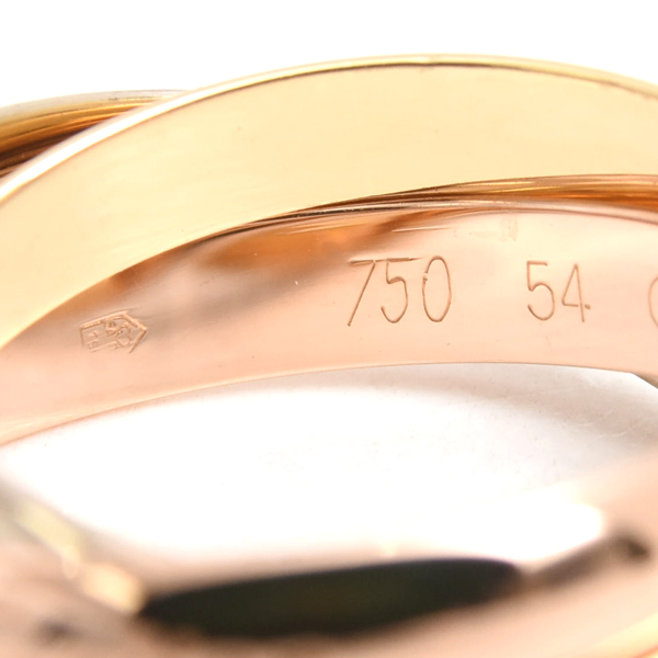 カルティエ 指輪 レディース トリニティ リング 54号 ゴールド Cartier 750YG×WG×PG 中古