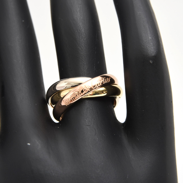 カルティエ 指輪 レディース トリニティ リング 54号 ゴールド Cartier 750YG×WG×PG 中古